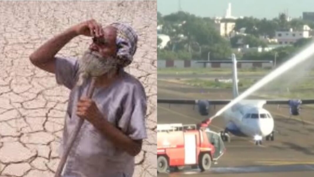 5000 Litres Water Wasted in Drought Prone Trichy To Welcome Maiden Indigo Flight