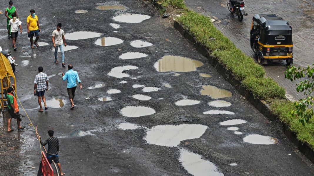 Pothole Peril in Ribandar's Road Safety Concerns Escalate Amid Monsoon