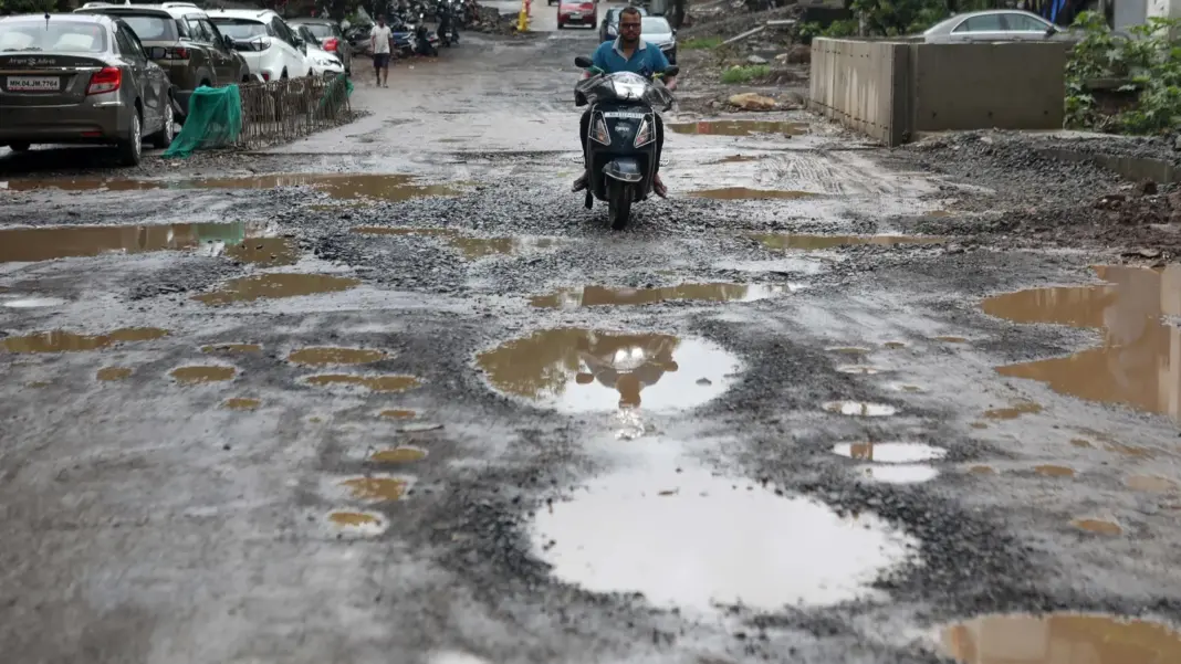 Pothole Outside Raj Bhavan Raises Civic Concerns