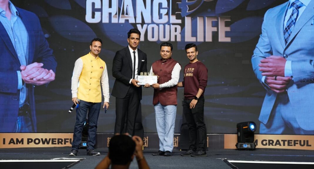 Keval Valambhia, CREDAI MCHI, Hero of Humanity Award, Yuva Unstoppable, Sonu Sood, construction workers welfare, financial inclusion, Jan Dhan accounts, education for children of workers, social impact, human dignity, real estate sector contributions, philanthropy in real estate, social transformation India, construction laborers support, CREDAI initiatives