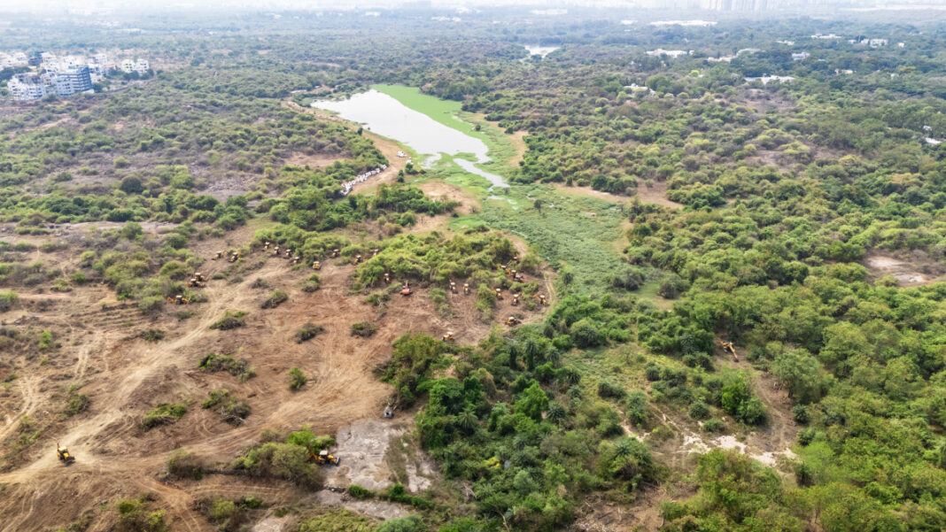 The Telangana High Court has issued an interim order halting all excavation and tree-felling activities on 400 acres of land in Kancha Gachibowli, following mounting protests by environmental activists and students. The directive comes after multiple petitions challenged the Telangana government’s move to clear the land, which borders the University of Hyderabad and is considered an ecologically significant green zone. Amid growing public outrage, the Union environment ministry has stepped in, demanding a factual report from the state on what it calls the 