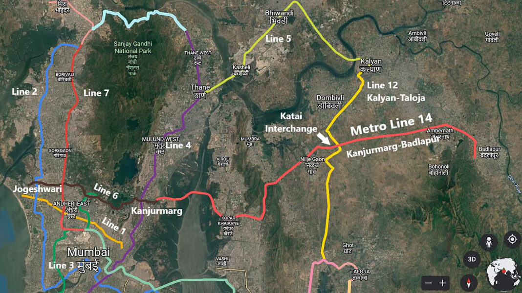 Badlapur to Kanjurmarg Metro Line 14 Set for 2026 Launch