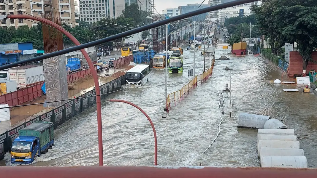 Bengaluru Rain City Stuck Tech Park Flooded Again