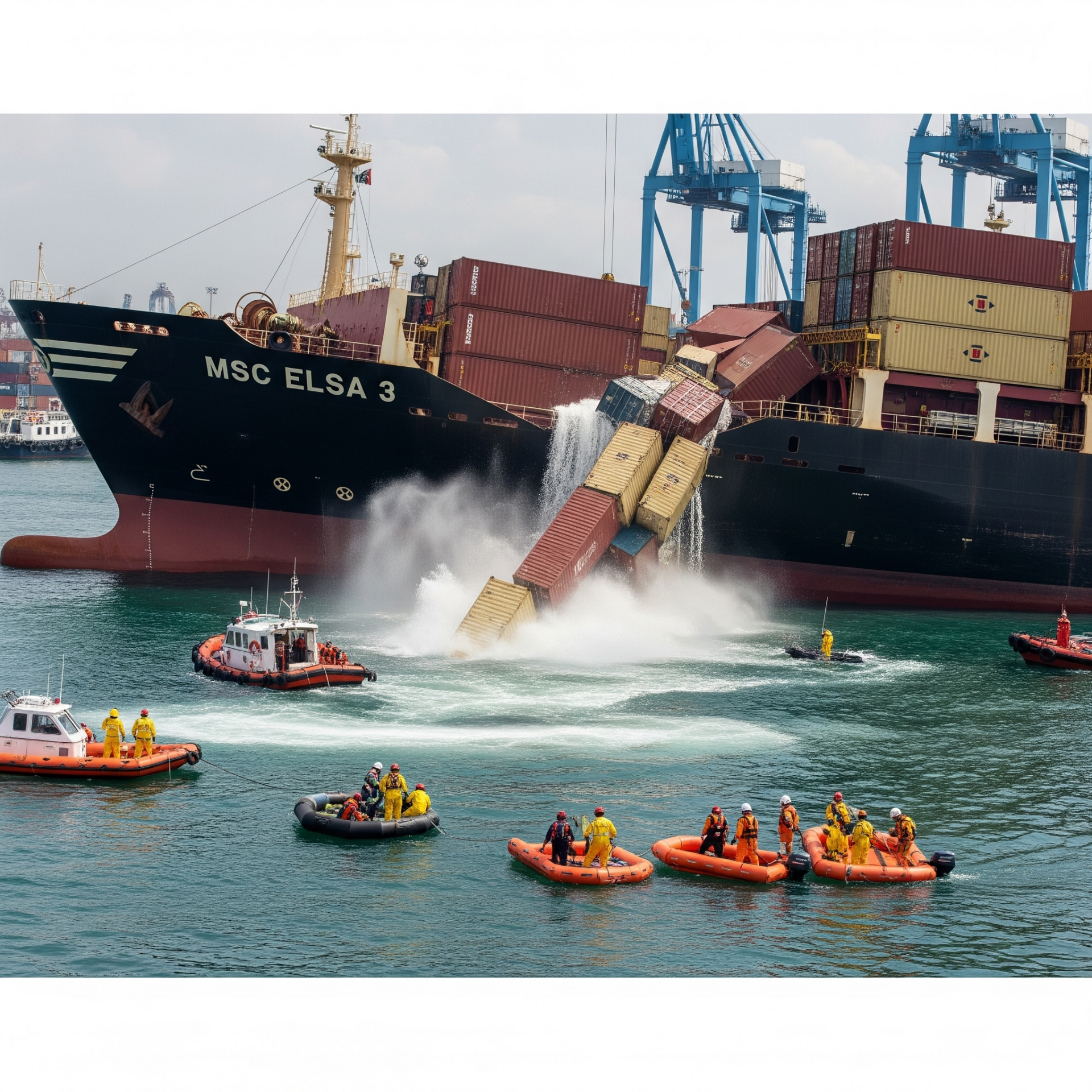 Kochi Emergency as Hazardous Cargo Containers Spill from MSC Elsa 3