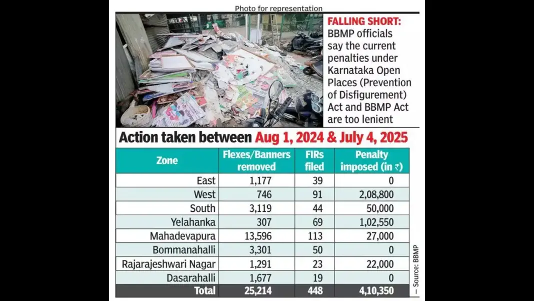 Bruhat Bengaluru Mahanagara Palike removes over 25000 illegal banners seeks zone approval