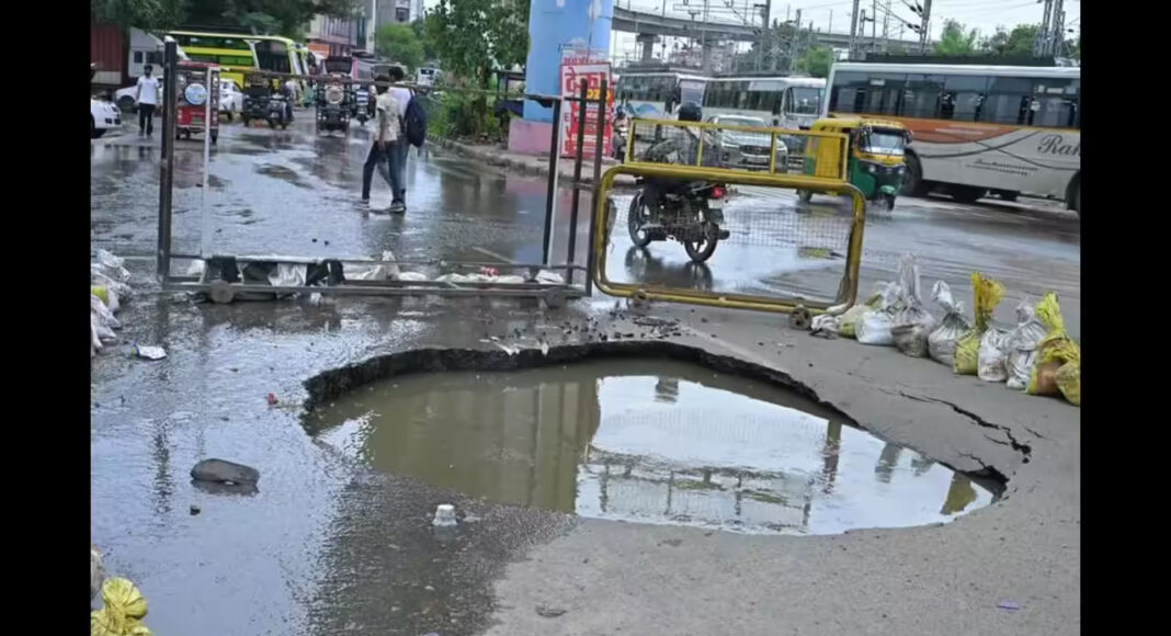Jaipur Roads Collapse Again Near Metro Station Triggering Commuter Delays And Outrage