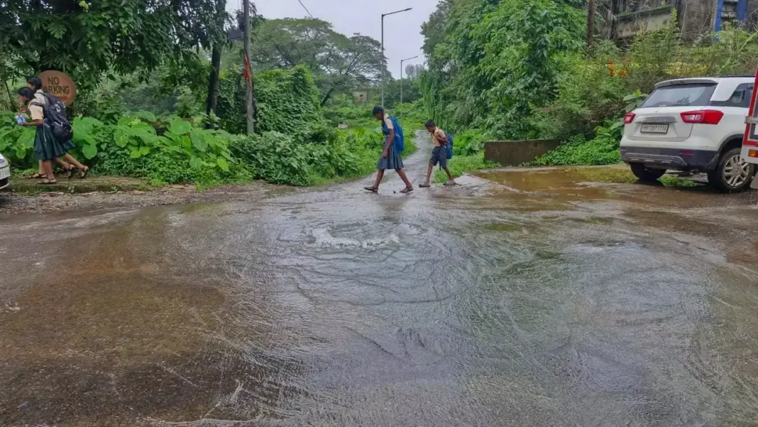 Curchorem Roads Crumble as Rainwater Floods Unfinished Sewer Chambers