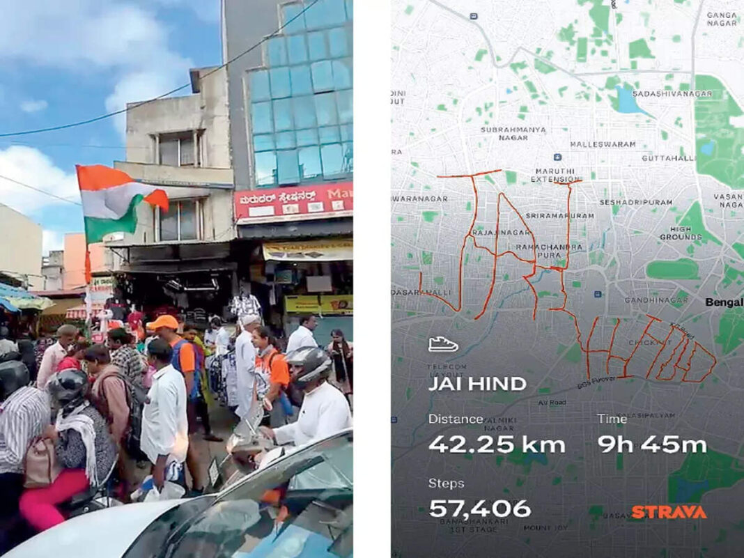 Bengaluru walkers map Jai Hind tribute with GPS precision