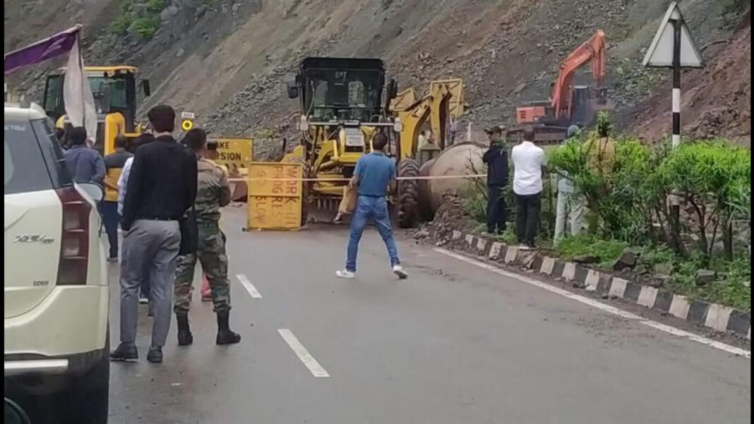 Chandigarh Highway Landslide Strands Trucks and Supplies