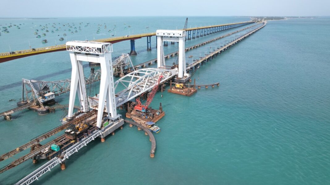Rameswaram New Pamban Vertical Lift Bridge Faces Glitch Stranding Passengers
