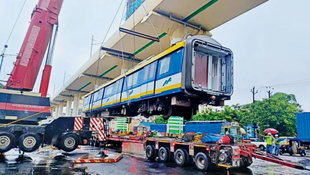 Mumbai Metro Coaches Lifted Onto Green Line Four Tracks Ahead Of September Trials