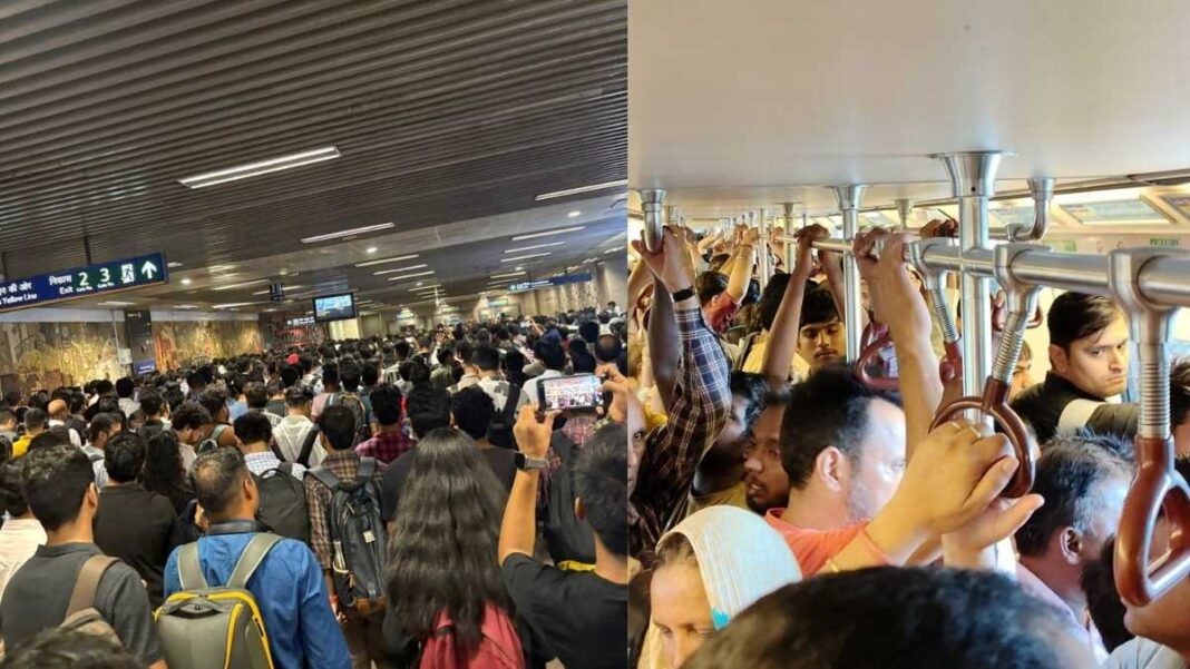 Delhi Metro Yellow Line Faces Morning Rush Hour Delays, Commuters Stranded At Hauz Khas