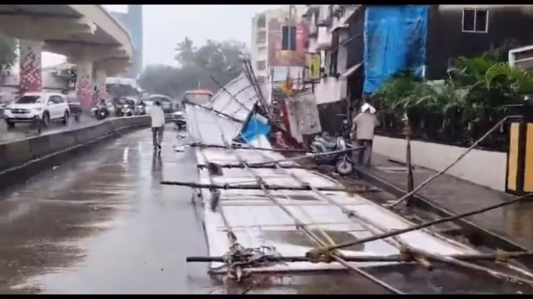 Mumbai Illegal Banner Falls On Busy Powai Road Amid Ganesh Festival Season