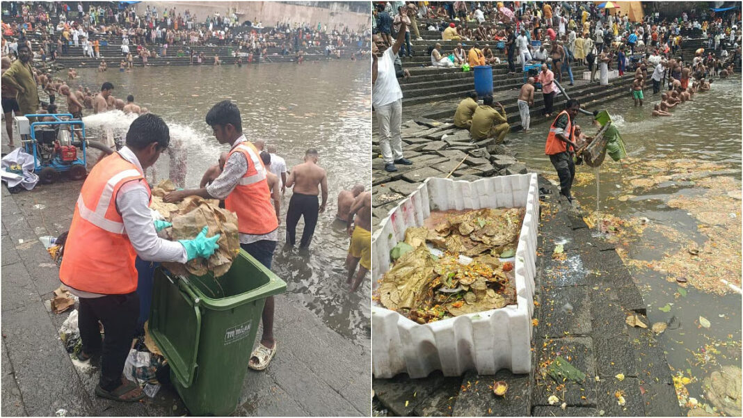 BMC Removes 10 Tonnes Floral Waste From Banganga Tank, Installs Aeration Pumps