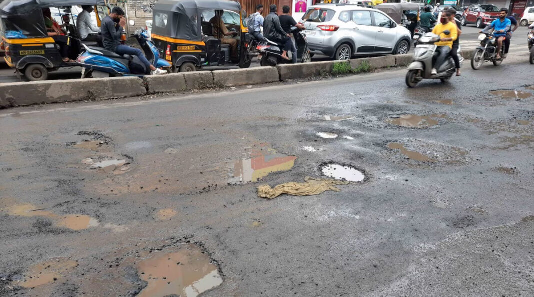 Navi Mumbai Residents Stop PCMC Work Demand Permanent Fix For Broken Roads