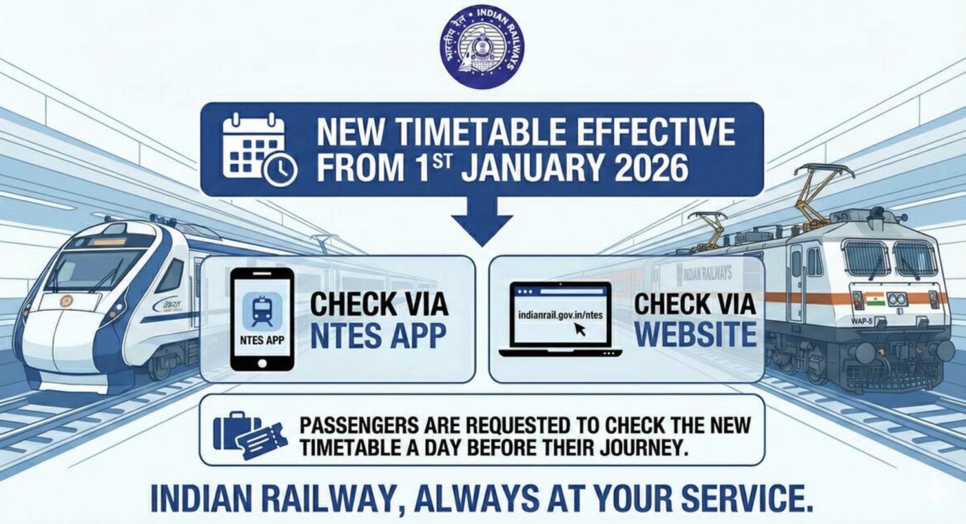 India Railways Timetable 2026 Brings Faster Journeys