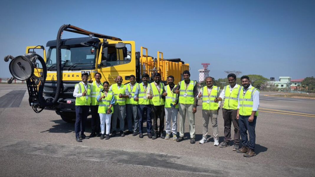Kochi airport deploys runway rubber removal system