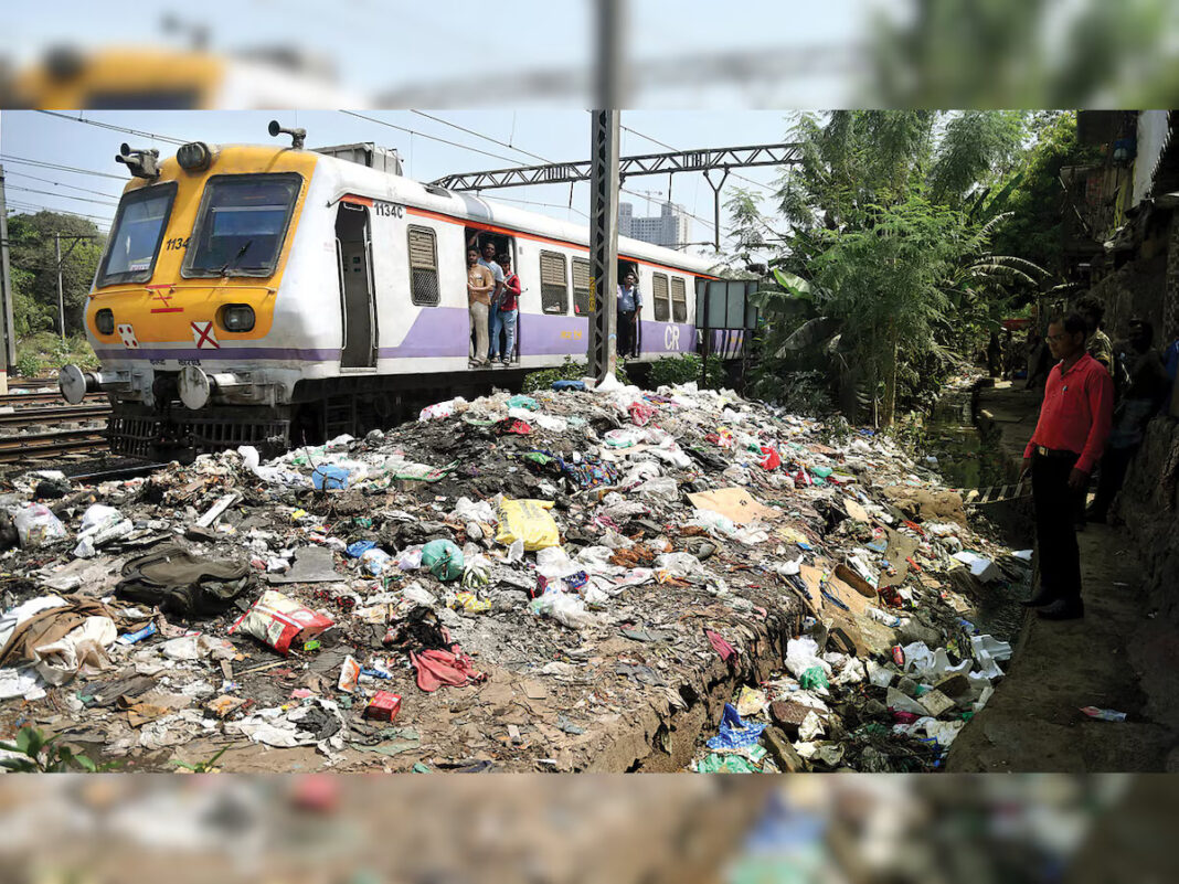 Mumbai Railways Remove Massive Trackside Waste Before Monsoon