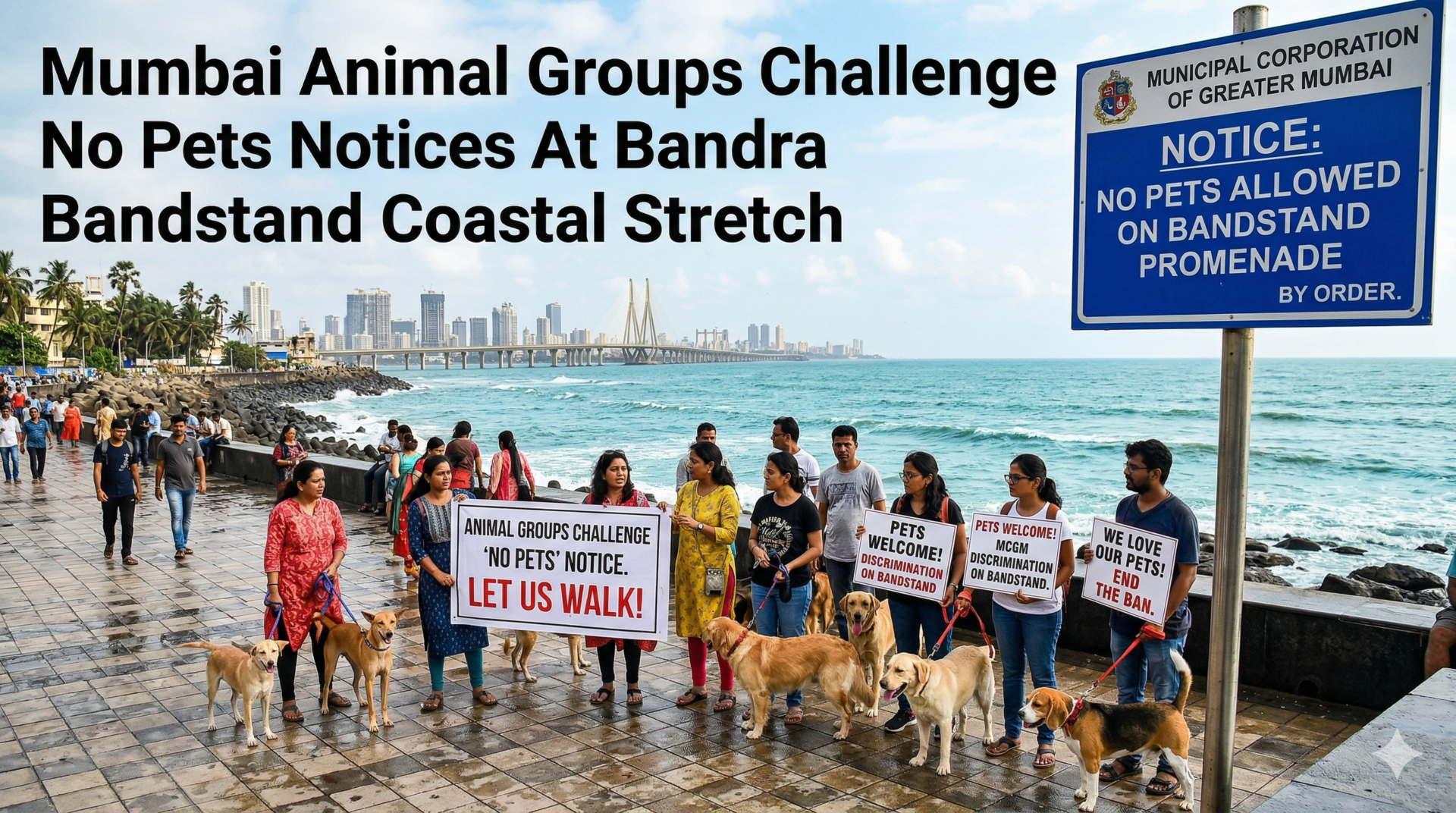 Mumbai Animal Groups Challenge No Pets Notices At Bandra Bandstand Coastal Stretch