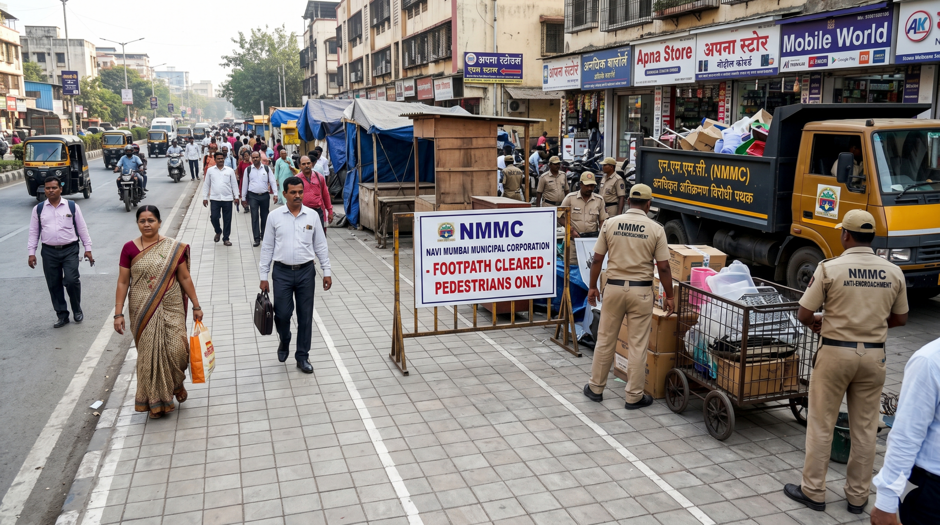 NMMC Hawker Crackdown Reclaims Footpaths Across City Zones