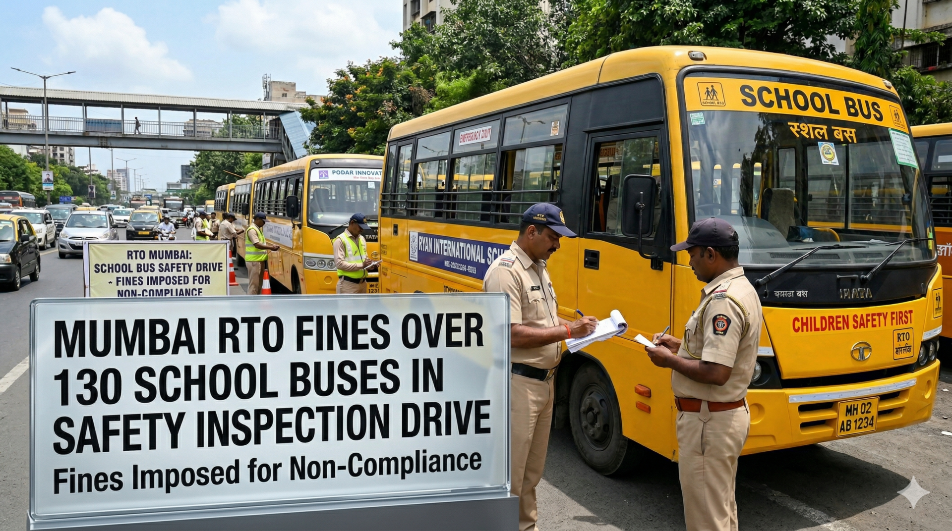 Mumbai RTO Fines Over 130 School Buses In Safety Inspection Drive