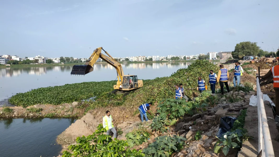 Hyderabad Saroornagar Lake Faces Growing Weed Menace