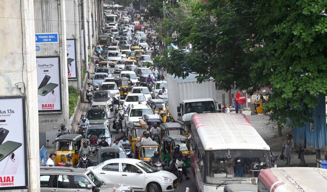 Hyderabad Traffic Congestion Tests Commuters Across West