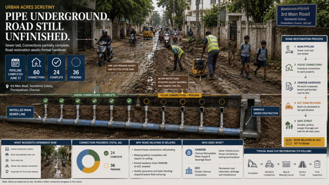 Secretariat Colony Thoraipakkam road restoration