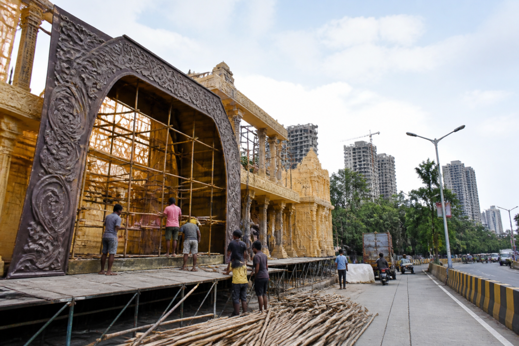 Ganeshotsav mandap preparations in Thane amid pending municipal permissions
