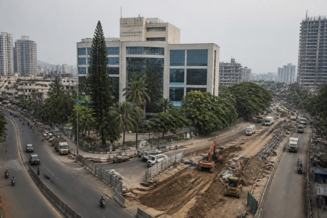 Mira Bhayandar Municipal Corporation building and surrounding urban streets in Maharashtra