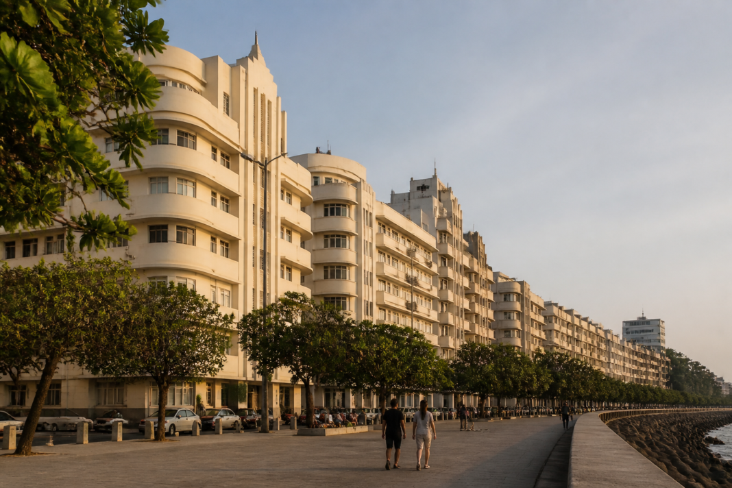 Mumbai's Art Deco buildings along Marine Drive, the city chosen to host the 2029 Art Deco International Conference