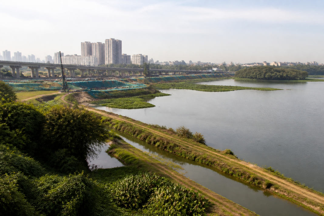 Hebbal Lake in Bengaluru, the site of a proposed tunnel being reviewed by the Karnataka High Court over possible effects on water inflow and outflow