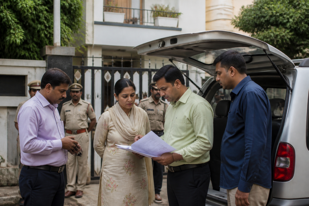 Karnataka CID officers conducting an investigation at a residential property in Bengaluru linked to the KPSC scam probe