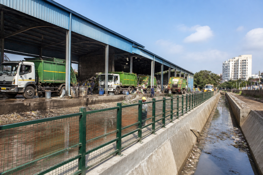 Garbage transfer station in Bengaluru where a legislative committee inspected mixed waste and single-use plastic