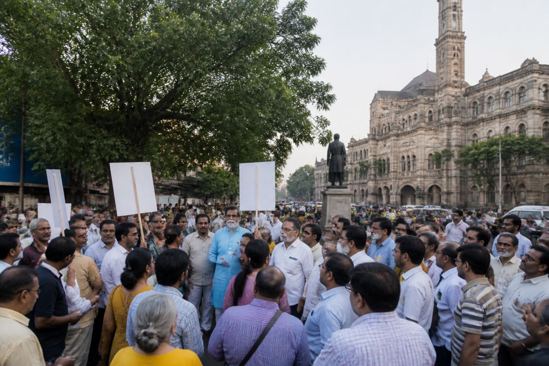 पुणे महानगरपालिका भवनाकडे डीजेविरोधी नागरिक मोर्चासाठी एकत्र येत असलेले नागरिक