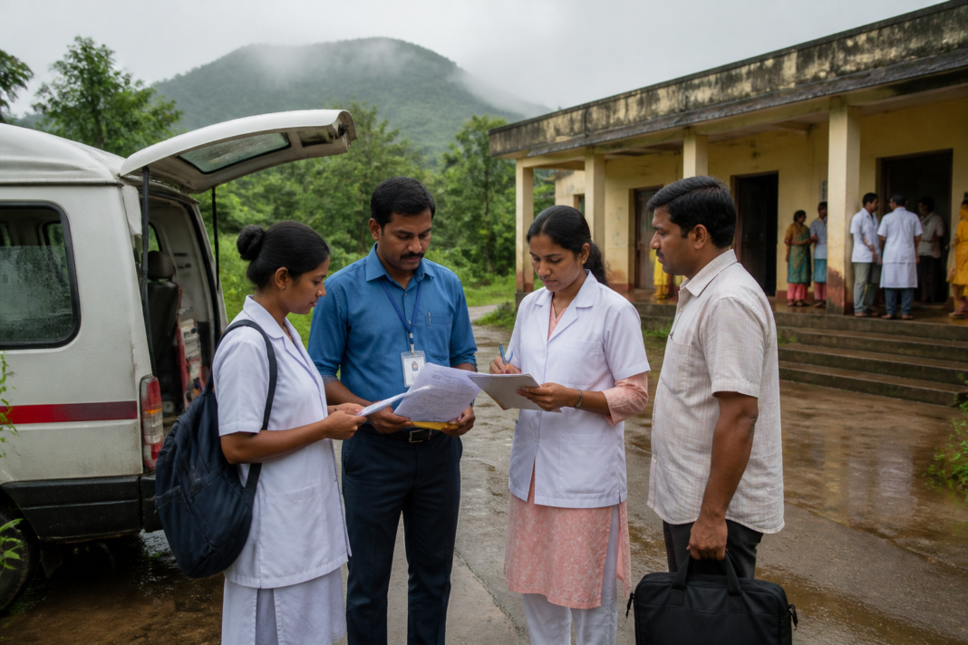 Health workers coordinate maternal and child healthcare in rural Palghar during the monsoon