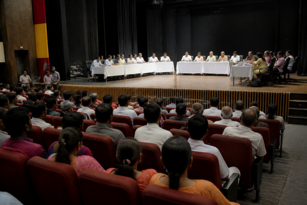 Anand Dighe Theatre in Ambernath used for a municipal council meeting after leakage affected the civic administrative building