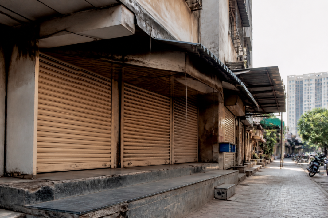 Meat shop shutters closed in Mira Bhayandar during the proposed two-day meat sale ban for Paryushan Parva