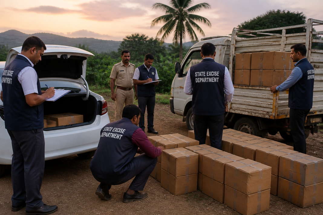 State Excise Department officials seize vehicles and illegal liquor in Dahanu, Palghar