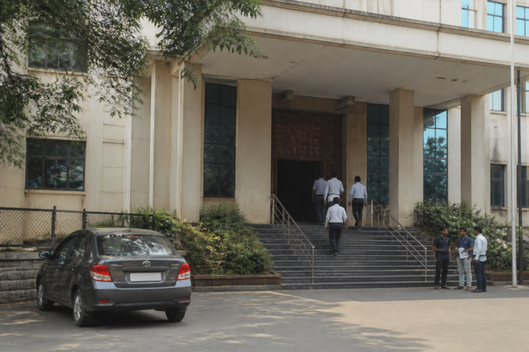 Entrance steps of the Kulgaon-Badlapur Municipal Council building linked to the reported Badlapur municipal council attack