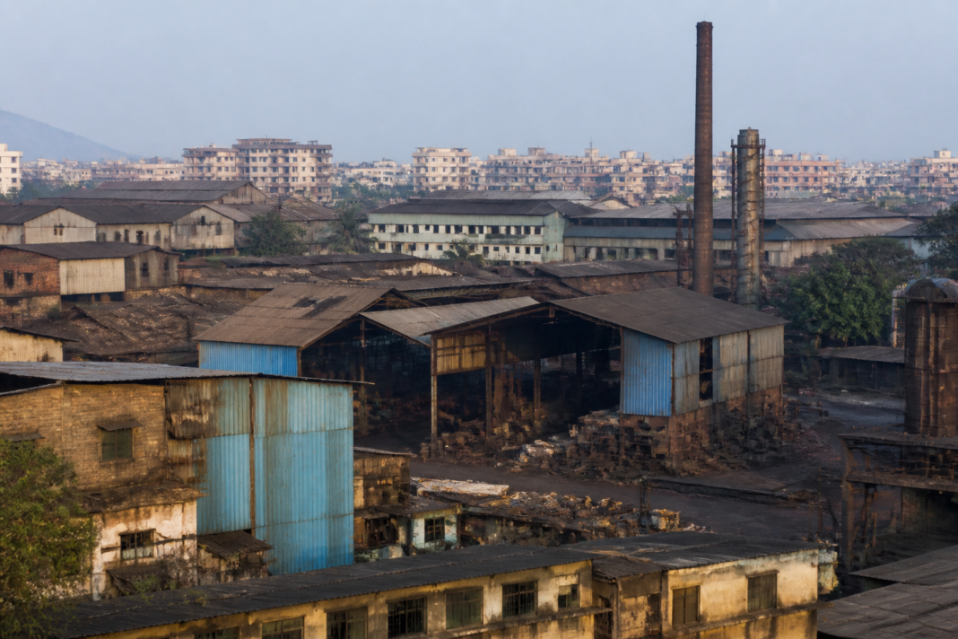 Industrial estate buildings and steel manufacturing units in Mira-Bhayandar, Maharashtra