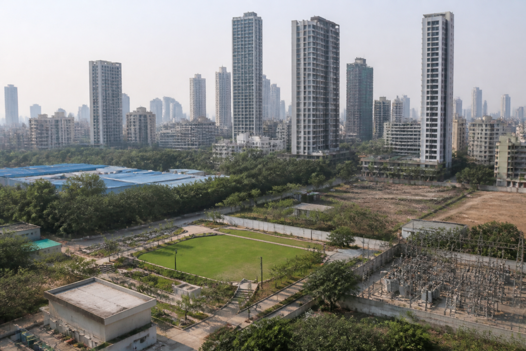 Century Mill land parcel and surrounding high-rise redevelopment area in Lower Parel, Mumbai