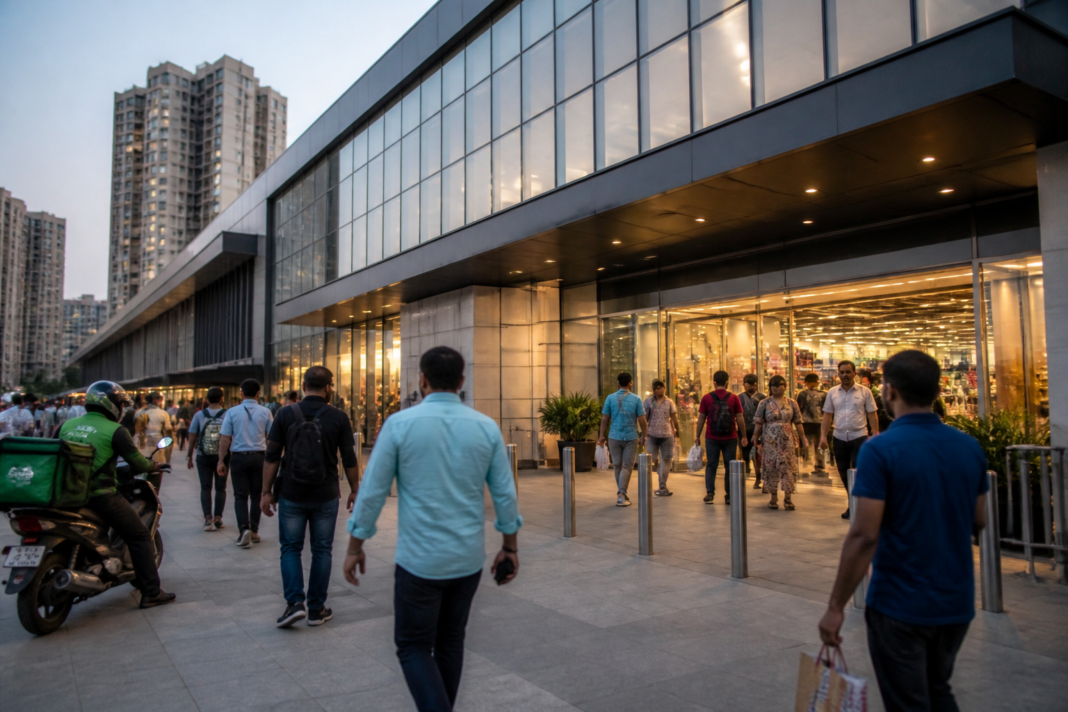 Carrefour retail store and urban shopping environment in Greater Noida, India