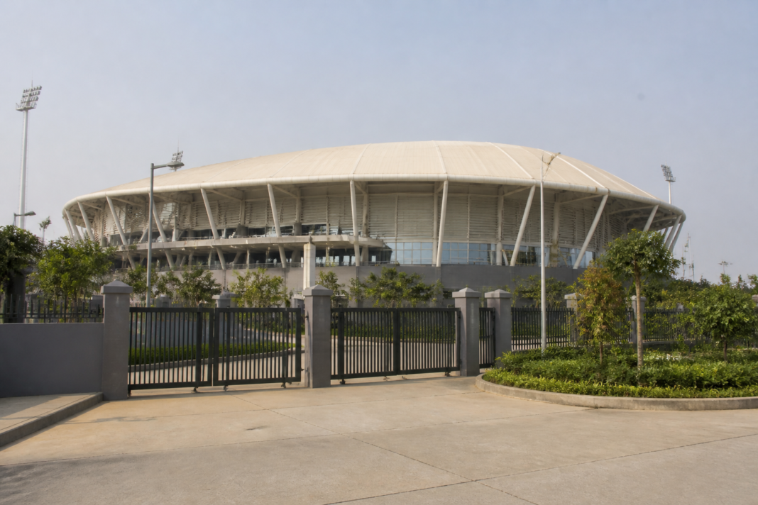 Exterior of a sports complex in Ulwe, Navi Mumbai, linked to a membership fraud investigation