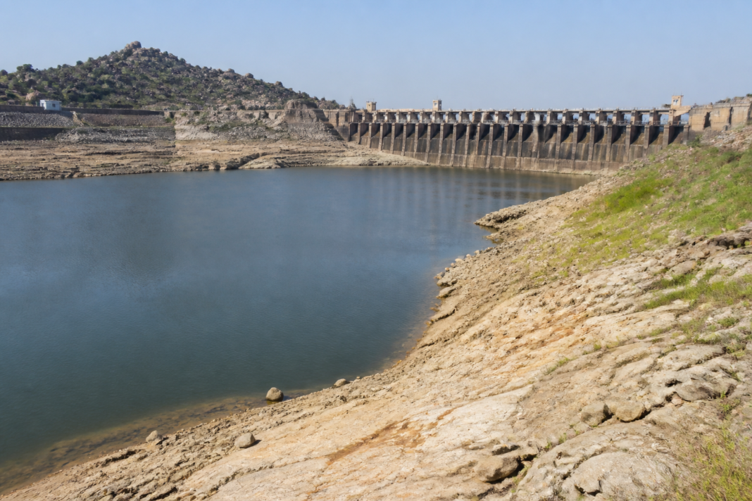 Cauvery water reservoir system in Karnataka during a low-inflow period