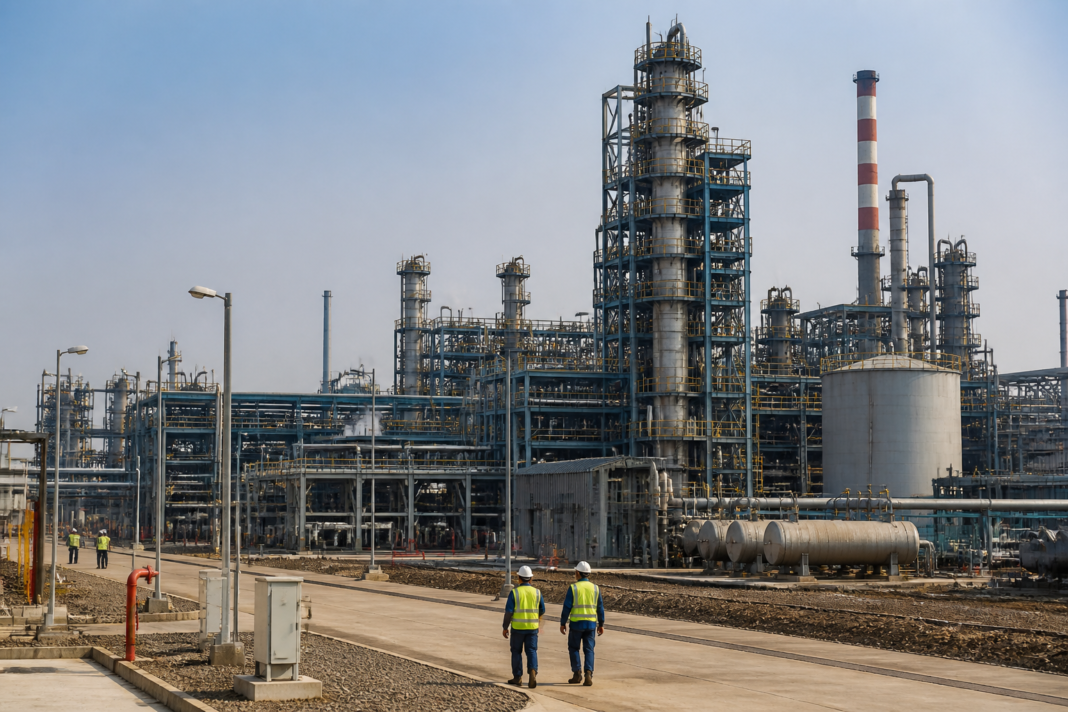 Coal gasification facility with industrial processing units and storage infrastructure