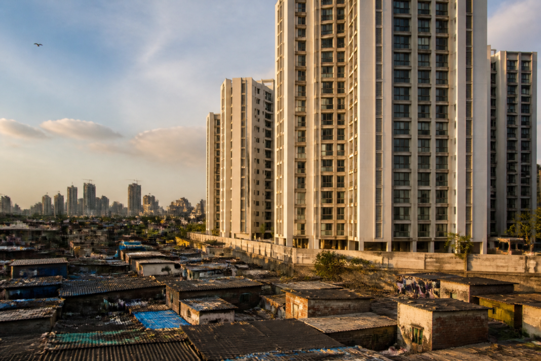 Redevelopment buildings in Mumbai linked to permanent transit tenements under a slum rehabilitation project