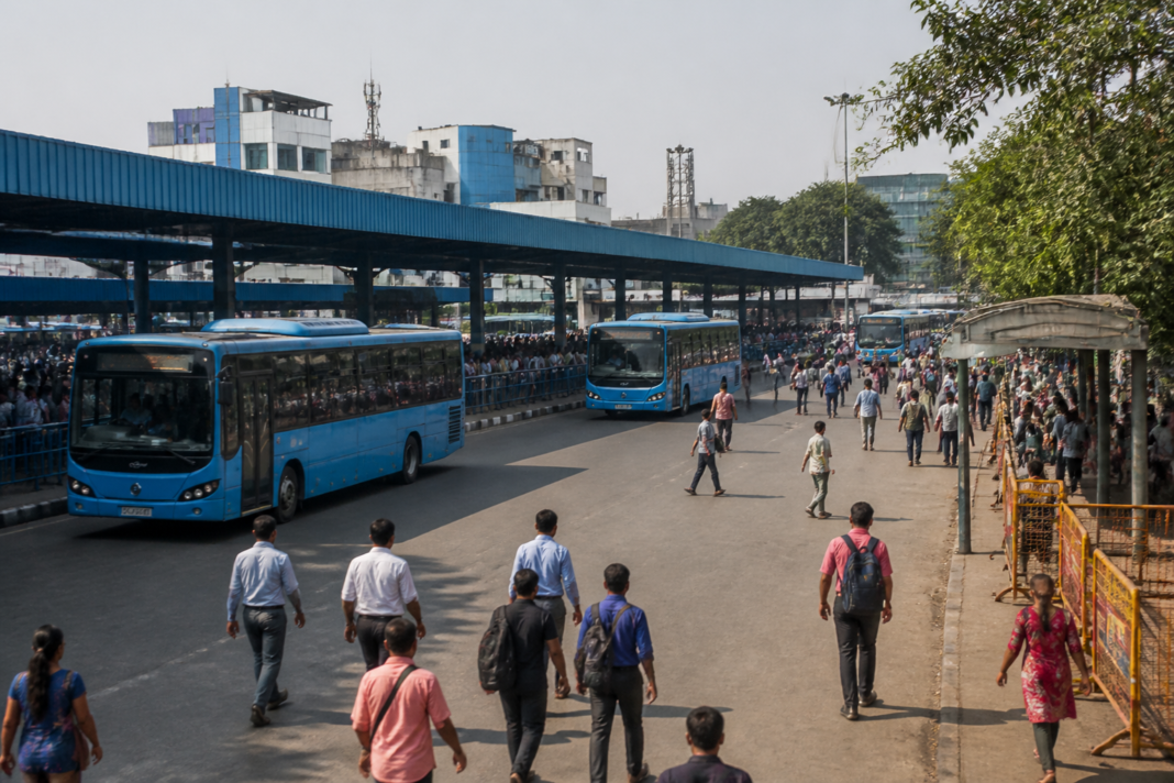 Shivajinagar bus stand in Bengaluru, where the Karnataka Lokayukta directed BMTC to review emergency facilities