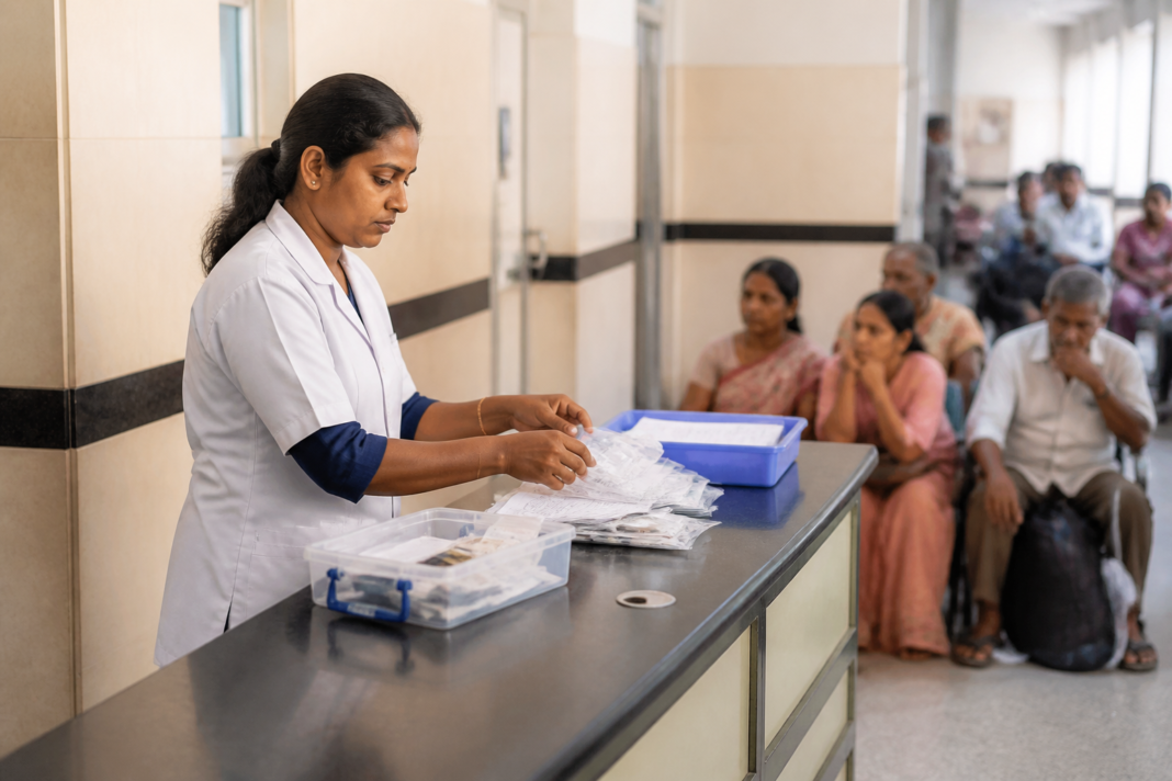 DNA sample collection desk at Bowring and Lady Curzon Hospital in Bengaluru for relatives of Nepal flood missing persons