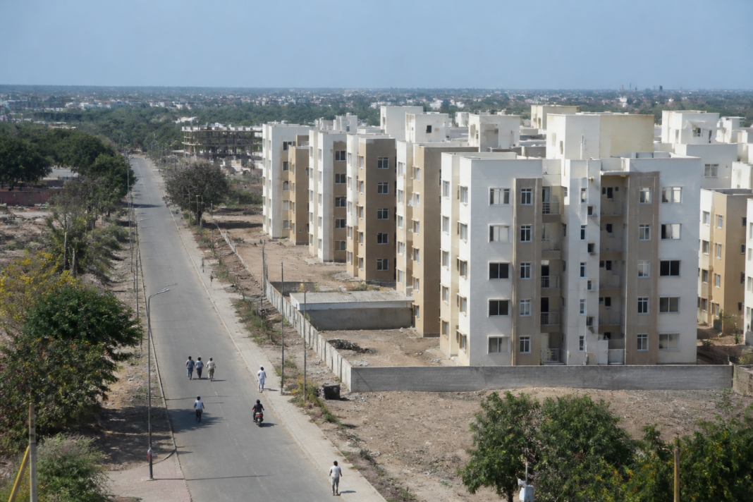 Residential buildings at the Ray Nagar housing project in Kumbhari near Solapur